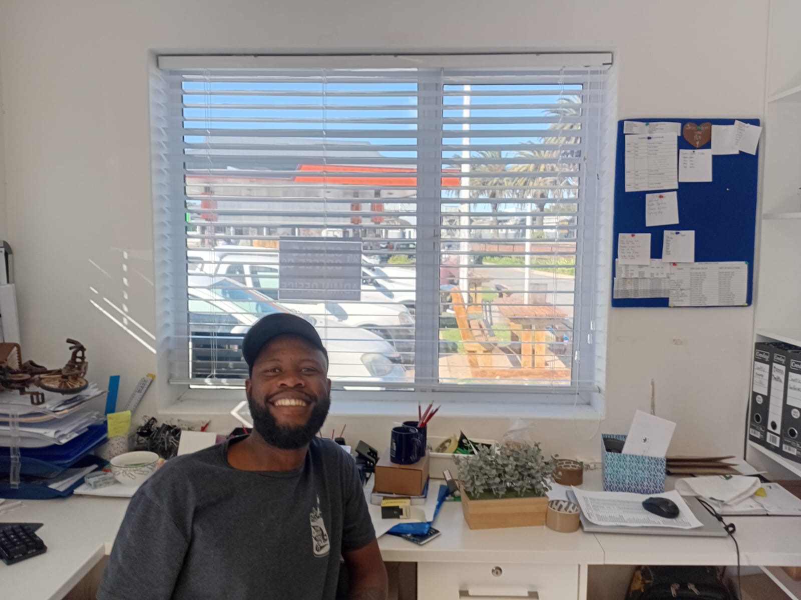 Venetian Blinds (PVC) in White Plaswood — office installation South Africa