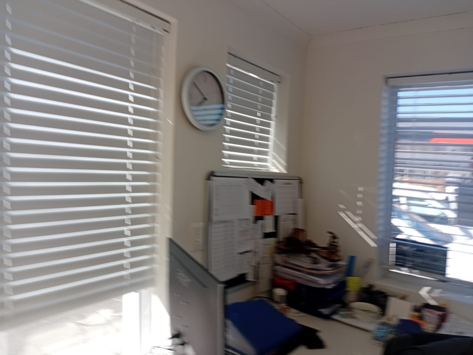 Venetian Blinds (PVC) in White Plaswood — multi-window office installation South Africa