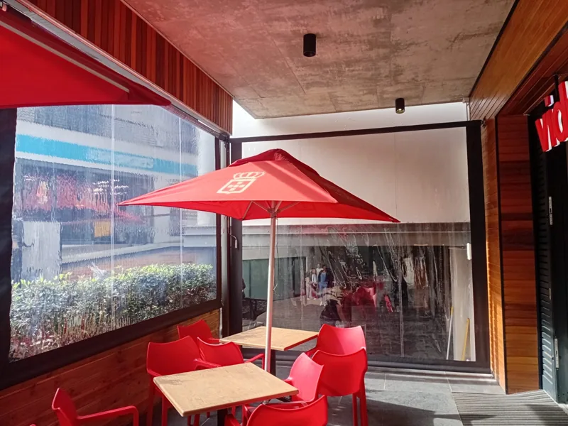 Outdoor Blinds clear PVC, commercial restaurant patio installation South Africa